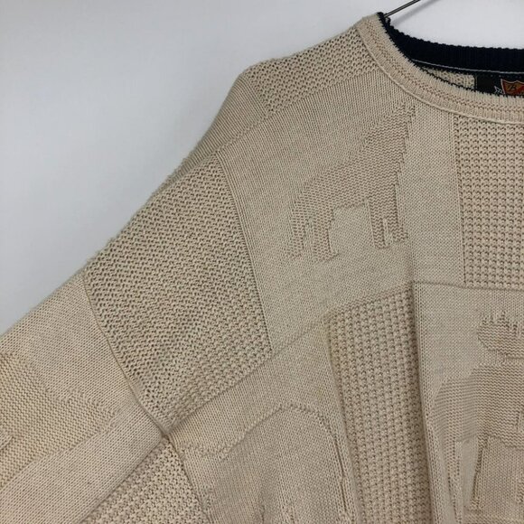 Vintage Brimwick Creme Yellowstone crew oversized sweater moose bear trees - Picture 12 of 15